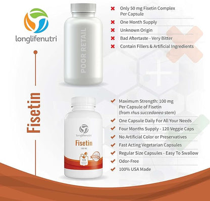 Fisetin Supplement 100mg 120 Vegetarian Capsules