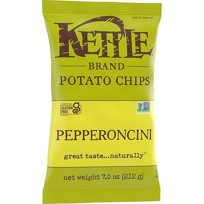 Kettle Brand Potato Chips, Pepperoncini Kettle Chips, 7.5 Oz (Pack of 12)