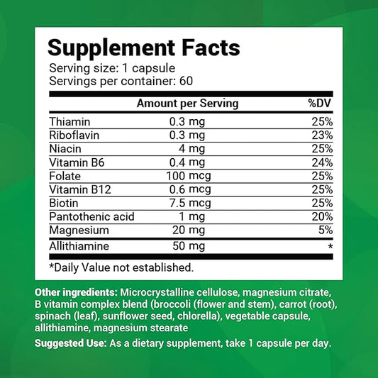 Dr. Berg Natural Vitamin B1 B6 B12 Complex B1 Supplement 8 Essential 60 Capsules