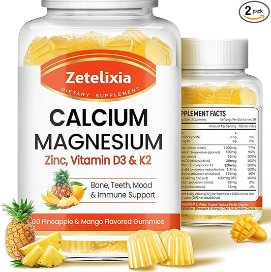 Sugar Free Calcium Gummies for Women D3 & K2, Calcium 120 Count