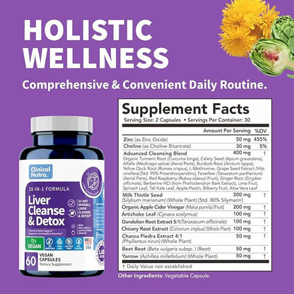 28-in-1 Liver Cleanse with Milk Thistle, 60 Vegan