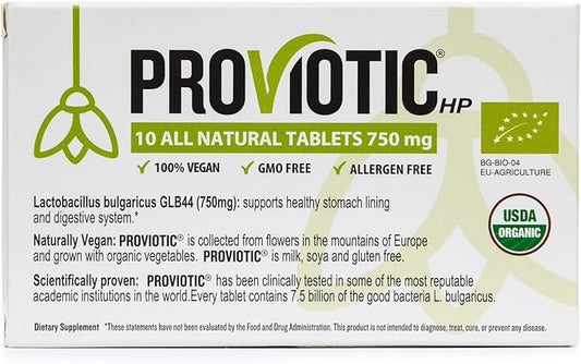 Organic Probiotic Supplement H. Pylori Treatment 750 mg 10 Capsules