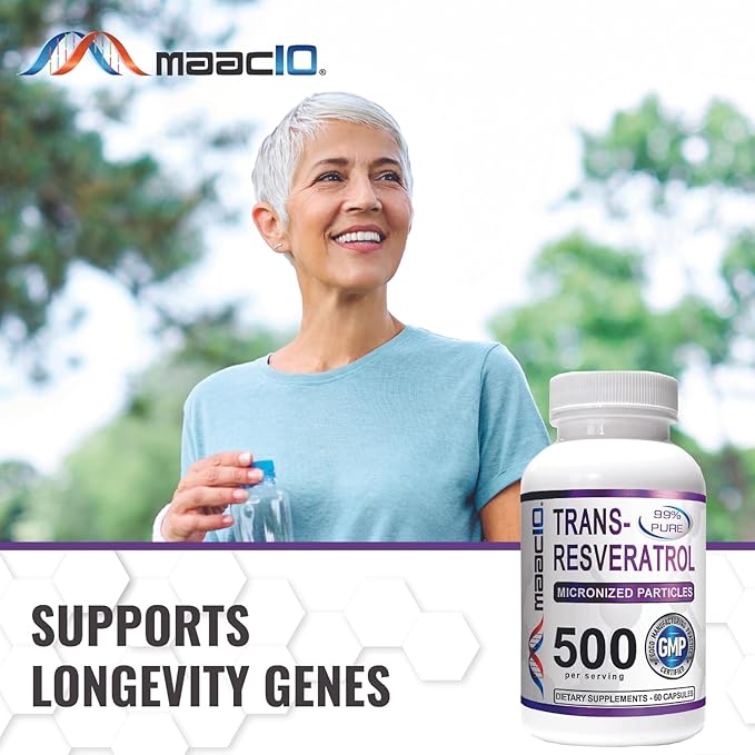 MAAC10 - Trans Resveratrol 500mg 3-PACK 99% Pure