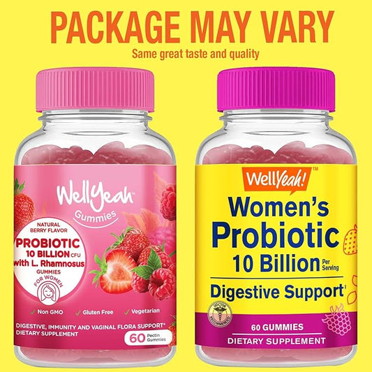 Probiotics for Women Gummies (2 Pack) - 10 Billion CFU - for Digestive Support, Gut Health, and Feminine Health Support -Berry Flavor - Vegan, Delayed Release Womens Probiotic - 60 Gummies