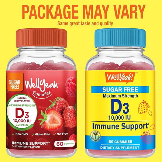 Sugar Free Vitamin D3 10000 IU (250mcg) Extra 60 Gummies (1)