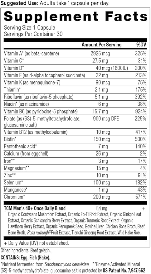 Multivitamin for Men by Ancient Nutrition, 40+ Once 30 Ct, K2, Supports