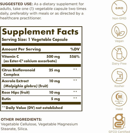 Solgar Ester-C Plus 500mg Vitamin C 250 Vegetable