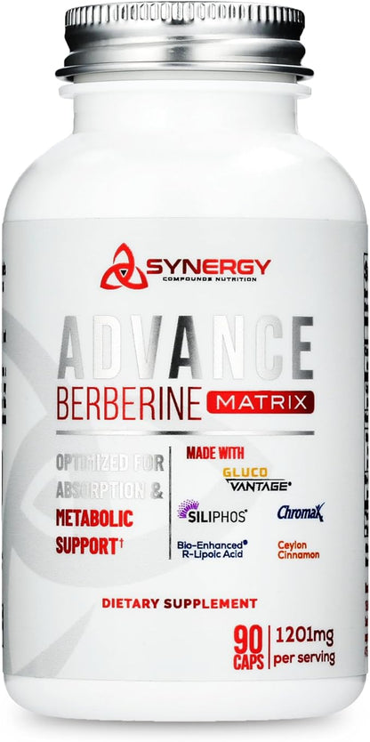 Advance Berberine Matrix 90caps: 5 in 1 Dihydroberberine 400mg, Milk 300mg, Ceylon 20:1 400mg 400mg , 100mg, Chromium 1000mcg