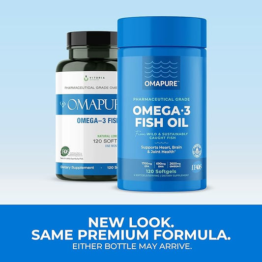 Fish Oil Supplements with Omega 3 Fatty Acids (1 Bottle, 120 Softgels) - High EPA, DHA, & IFOS Fish Oil Pills Support Heart & Joint Health - Burpless Fish Oil Promotes Brain Function