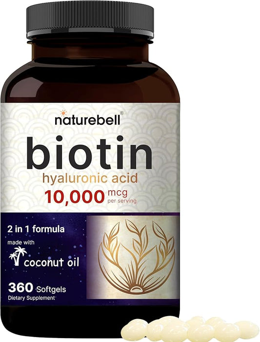 Biotin 10000mcg + Hyaluronic Acid 25mg 360 Coconut
