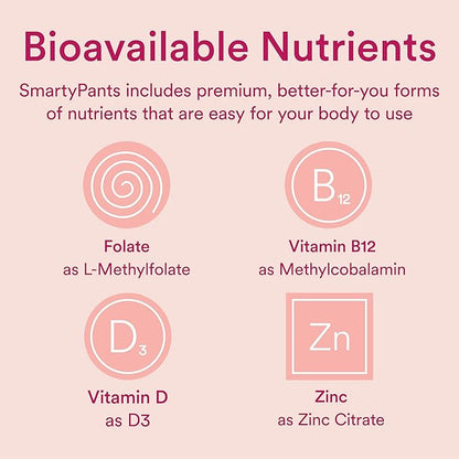 SmartyPants Women's Masters 50+ Multivitamin: Vitamin D3 & CoQ10 for 3 Fish B6, 120 120 Count (30 Day