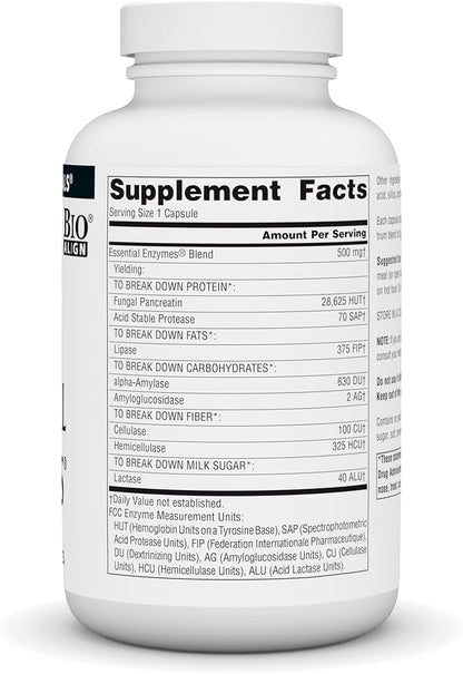 Source Naturals Essential Enzymes 500mg Bio-Aligned 240 Capsules