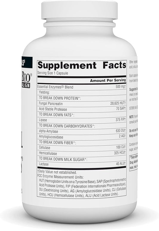 Source Naturals Essential Enzymes 500mg Bio-Aligned 240 Capsules