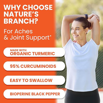Turmeric Curcumin with Black Pepper - Organic Turmeric Powder - 200 Capsules - 1965mg Extra Strength, Joint Support Supplement - High Absorption, BioPerine Extract, High Potency, Vegan - Made in USA
