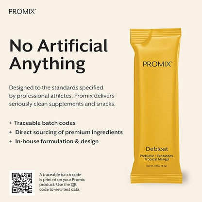 Promix Debloat Prebiotics and Probiotics Immune Support Supplement for Digestion, Cortisol Health, Gut Cleanse - Mango - 30 Count