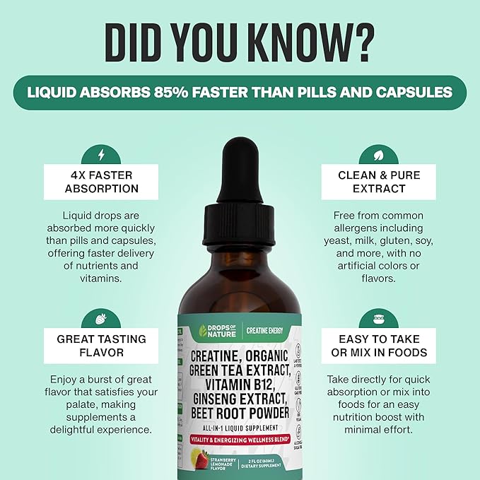 Creatine Monohydrate and Vitamin B12 Drops 60mL)