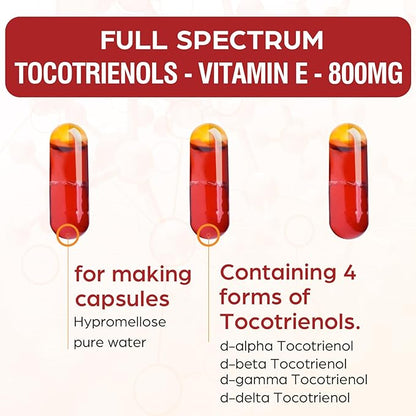 Tocotrienol Supplement Full Spectrum, Cutting-edge Fusion 800mg,Powerful Antioxidant,Cardiovascular,Highest -120 Liquid-Filled
