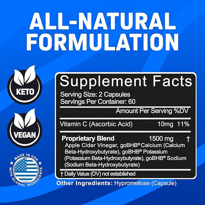 Herbtonics Apple Cider Vinegar with Keto BHB Salts - GLP-1 Support Supplement | Keto Diet Pills for Women & Men | Supports Appetite & Metabolic Function | 120 Keto ACV Capsules