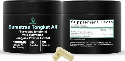 Indonesian Tongkat Ali Capsules 1000mg Per Serving 100% Pure (30 Day