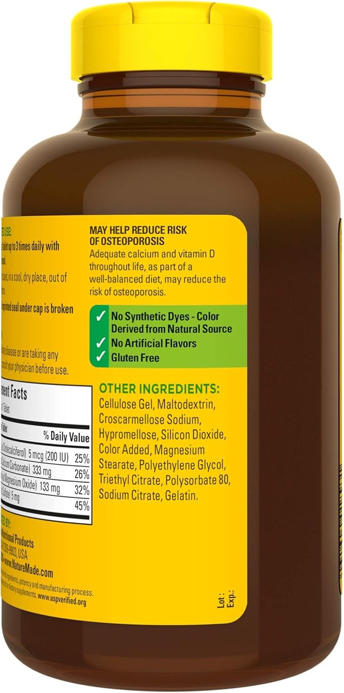 Nature Made Calcium Magnesium Zinc D3, Dietary 300 Tablets