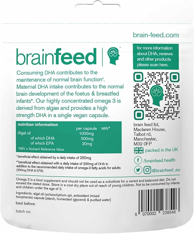 Omega-3 Vegan (60) 500mg PER 1-a-Day | Omega3 | 2 Month 3 1000mg 1000mg DHA 2 Capsules 3