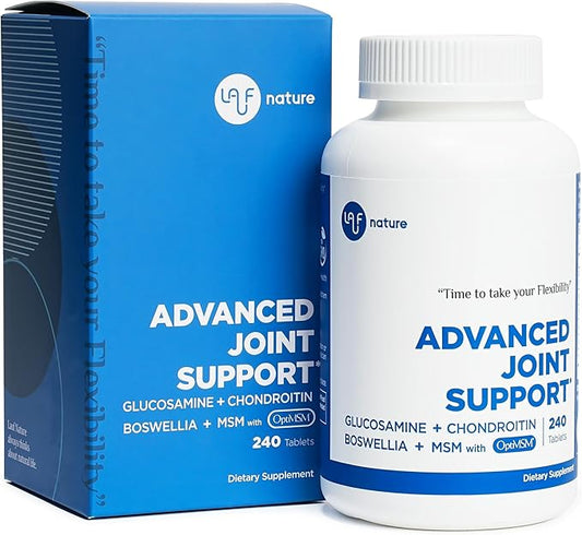 Advanced Joint Support supplement with Glucosamine, 5-Loxin Boswellia, 240 Tablets 60 Servings