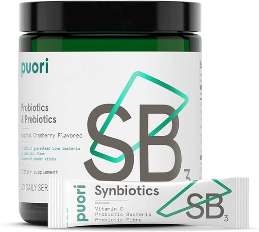 Puori Probiotics and Prebiotics Dietary Supplement 13 Billion 30 Servings 4g, Vitamin 200mg - SB3 Bifidobacterium,
