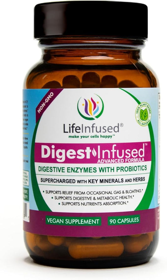 Life Infused - Premium Digestive Enzyme 21 Plant-Based 72 Key 90 Caps