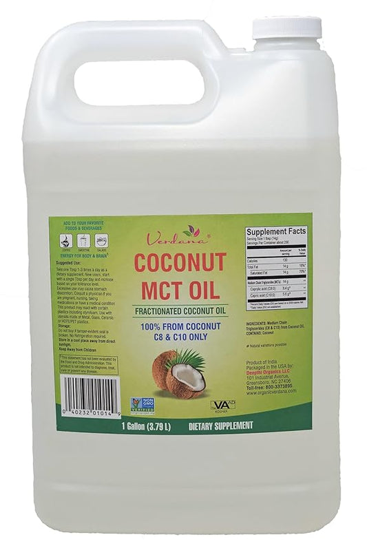 Verdana MCT Oil, Fractionated, 100% from Coconut - 1 Gallon - Kosher Food Grade, Vegan, Non-GMO - Great for Keto and Paleo Diet, Oil Pulling Oral Rinse Mouthwash (128 Fl Oz)…