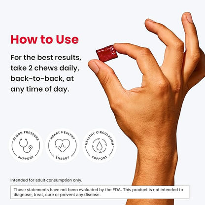 humanN SuperBeets Heart Chews Advanced 100mg of CoQ10 Plus 60 Count