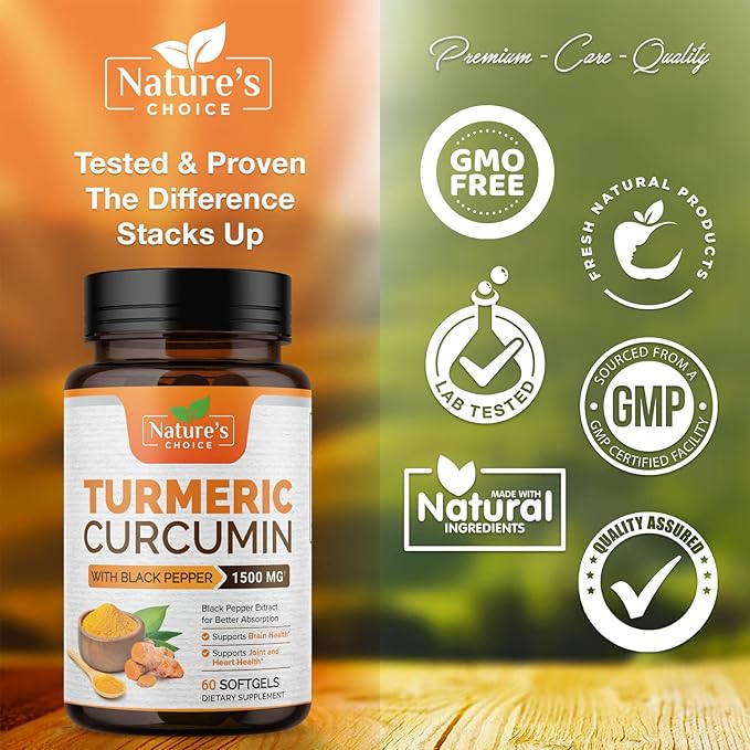 Turmeric Curcumin with Black Pepper Extract 1500mg, Advanced 60 Softgels