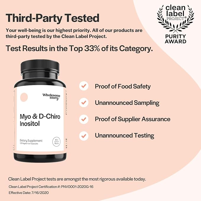 Myo-Inositol & D-Chiro Inositol Supplement For Women | Fertility Supplements & Healthy Hormone Balance For Women | Myo Inositol Powder Capsules For Ovarian Support | Ideal 40:1 Ratio | 30 Day Supply