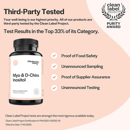 Myo-Inositol & D-Chiro Inositol Supplement For Women | Fertility Supplements & Healthy Hormone Balance For Women | Myo Inositol Powder Capsules For Ovarian Support | Ideal 40:1 Ratio | 30 Day Supply