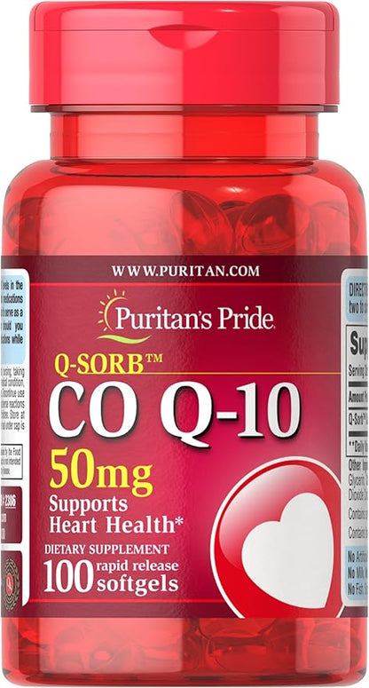 Q-Sorb CoQ10 50mg, Contributes to Heart Wellness,100 Softgels