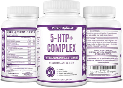 Purely Optimal Premium 5-HTP Plus Supplement 250mg Maximum B6, Gluten 60 Veggie