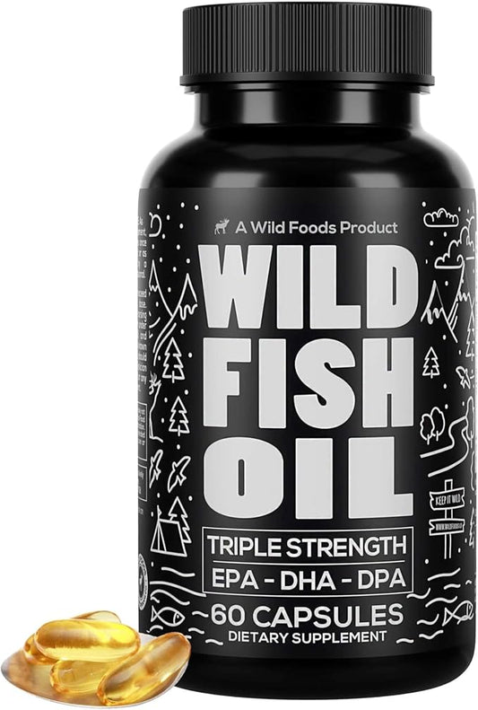 Wild Foods Fish Oil Omega 3 Supplements 1600 mg 60 Capsules (1 pk) 30 Servings