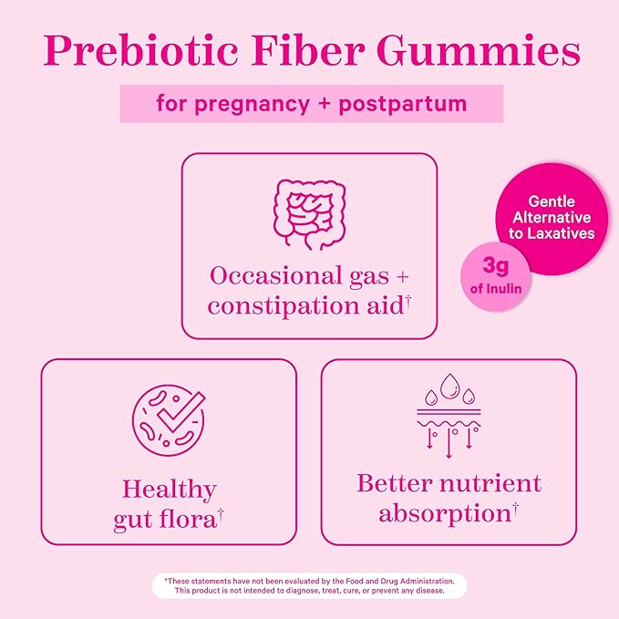 Pink Stork Prenatal Fiber Gummies for Women 3g Prebiotic 60 Vegan