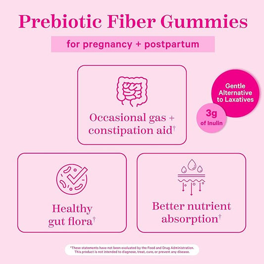 Pink Stork Prenatal Fiber Gummies for Women 3g Prebiotic 60 Vegan