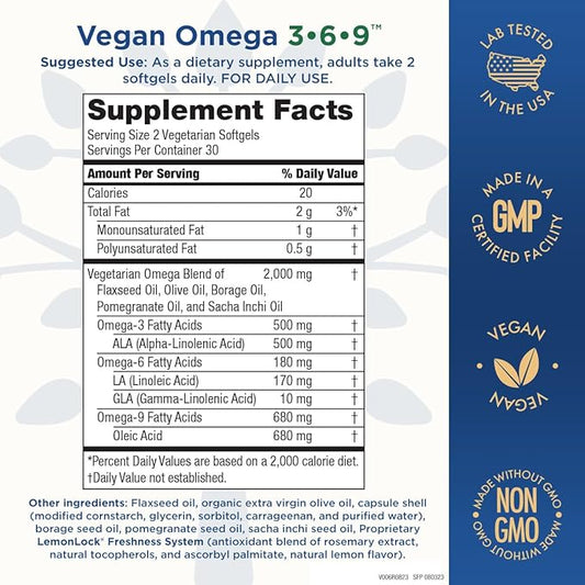 Purity Products Omega 3-6-9 Vegan and “5 in 1” Essential 3 6 6 9 9 Essential (60)