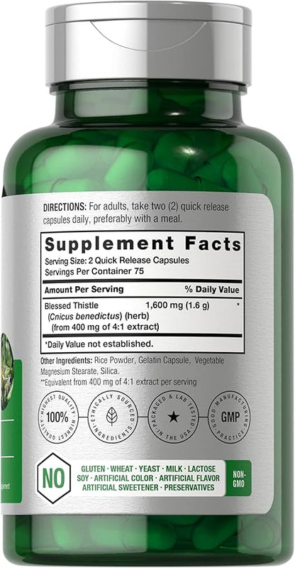 Horbaach Blessed Thistle Capsules 1600 mg 150 Count