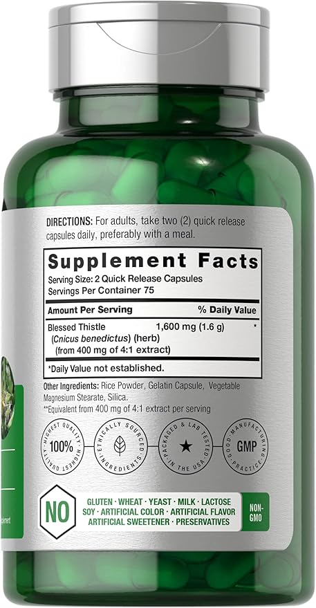 Horbaach Blessed Thistle Capsules 1600 mg 150 Count