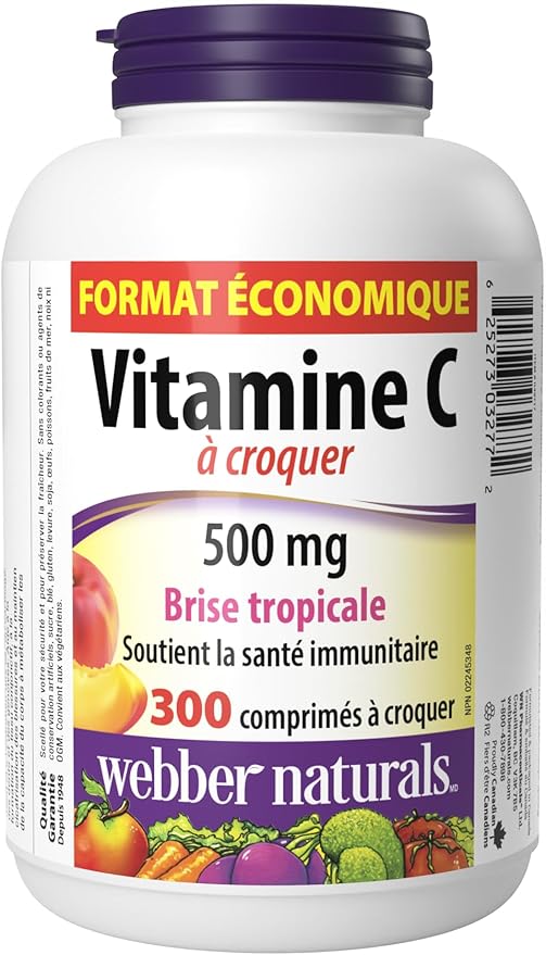 Webber Naturals Vitamin C, 300 Chewable 500 mg