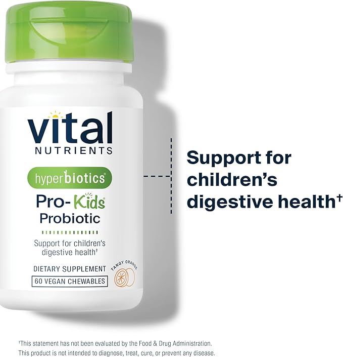 Hyperbiotics Vital Nutrients Pro Kids Probiotic | Allergen-Free Toddler Probiotics for Kids | Targeted Immune, Gut, and Digestive Health | Sugar-Free Orange Flavor | 60 Chewable Tablets
