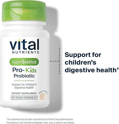 Hyperbiotics Vital Nutrients Pro Kids Probiotic | Allergen-Free Toddler Probiotics for Kids | Targeted Immune, Gut, and Digestive Health | Sugar-Free Orange Flavor | 60 Chewable Tablets