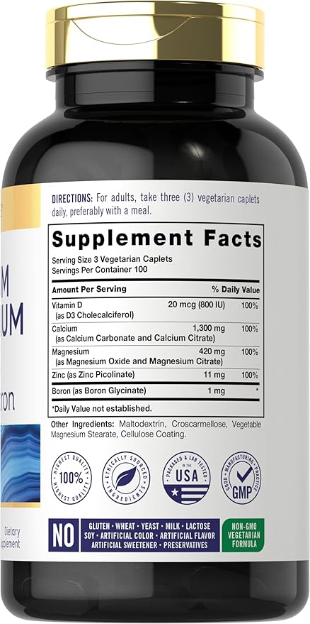 Carlyle Calcium Magnesium Zinc with Vitamin D3 and 300 Caplets