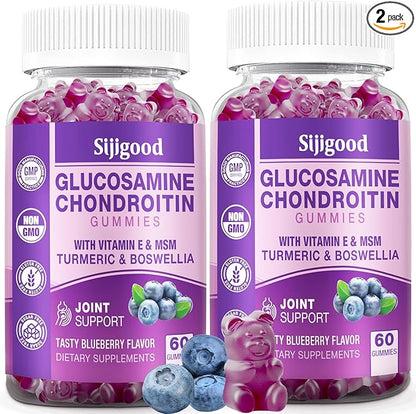 2 Pack Glucosamine Chondroitin Gummies 120 Blueberry