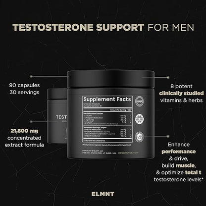 21,800mg Testosterone Booster for Men 8X Strength w. Ashwagandha, Tongkat Ali, Pycnogenol, Tribulus - Total T Male Enhancing Test Libido Booster + Muscle Builder Growth Testosterone Supplement for Men