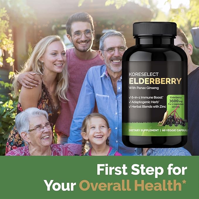 Elderberry Capsules with Panax Ginseng 6-in1 Herbal 60 Capsules