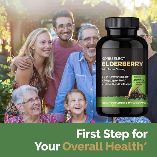Elderberry Capsules with Panax Ginseng 6-in1 Herbal 60 Capsules
