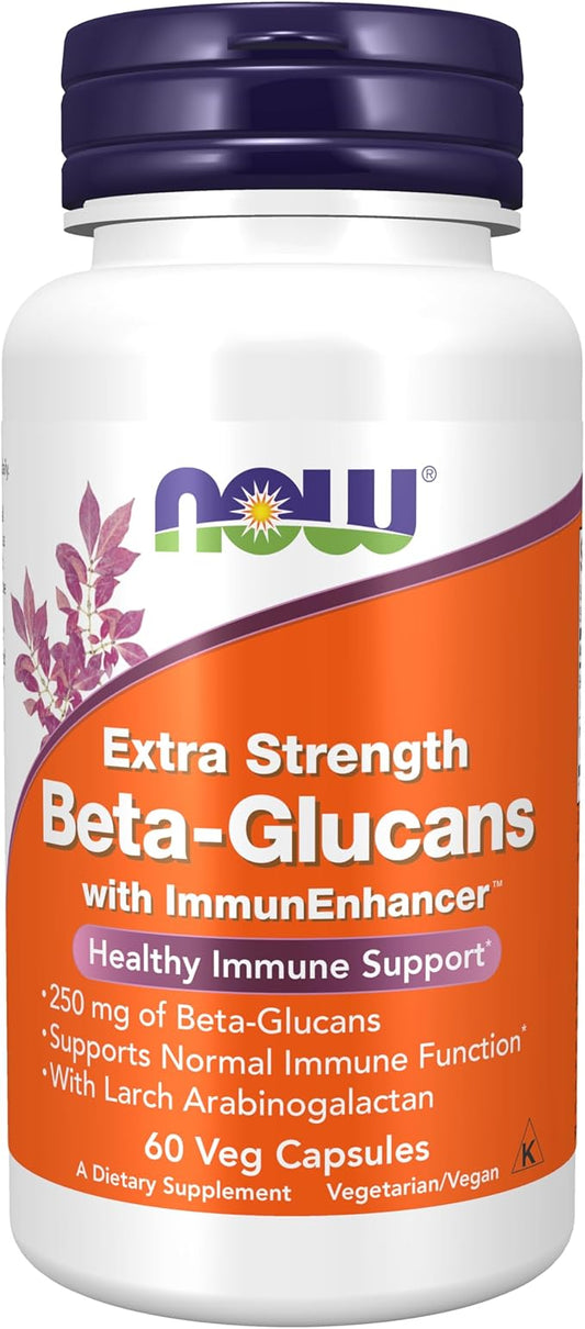 NOW Supplements, Beta-Glucans with ImmunEnhancer™ 60 Veg
